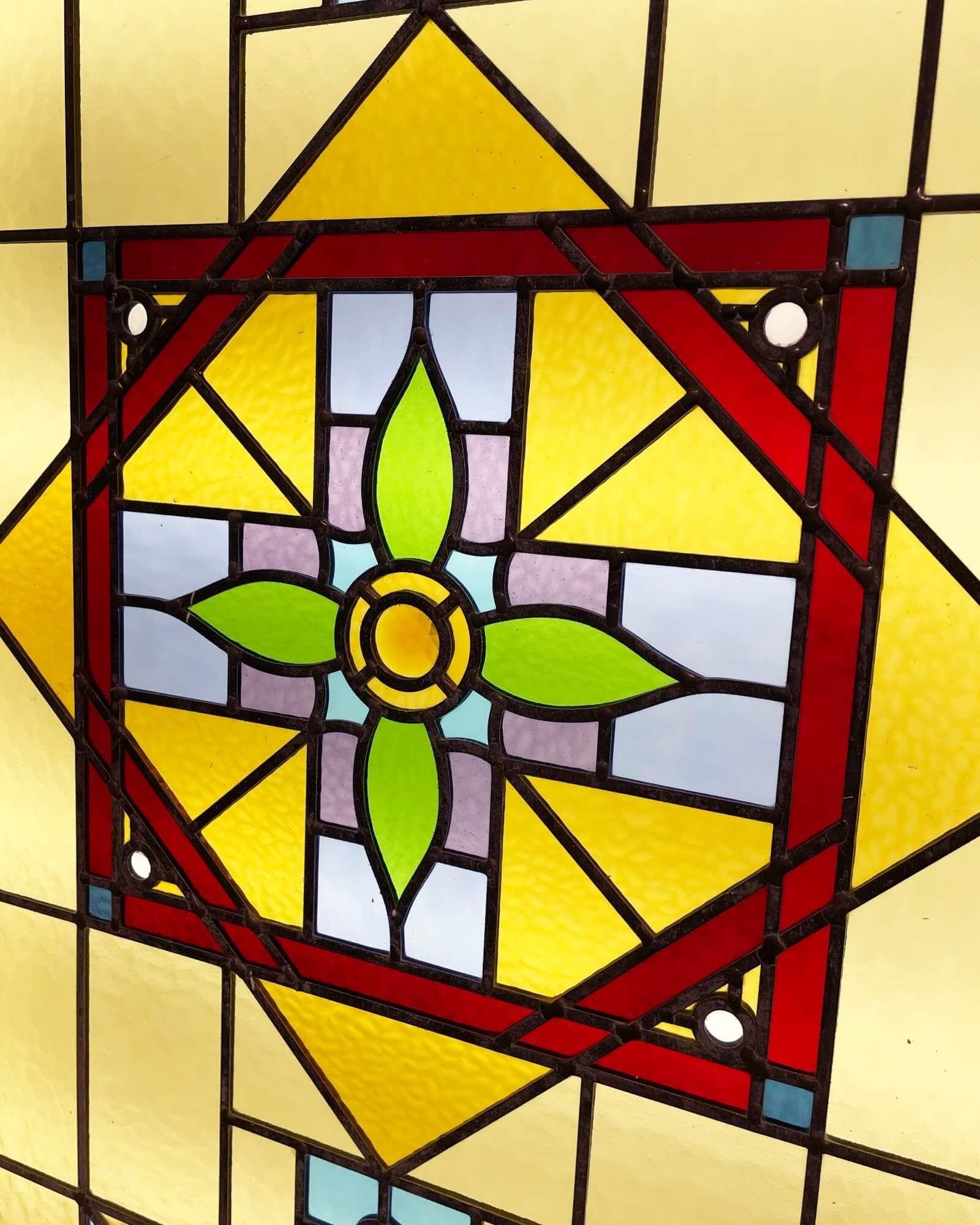 Edwardian Set of Reclaimed Stained Glass Double Doors For Sale