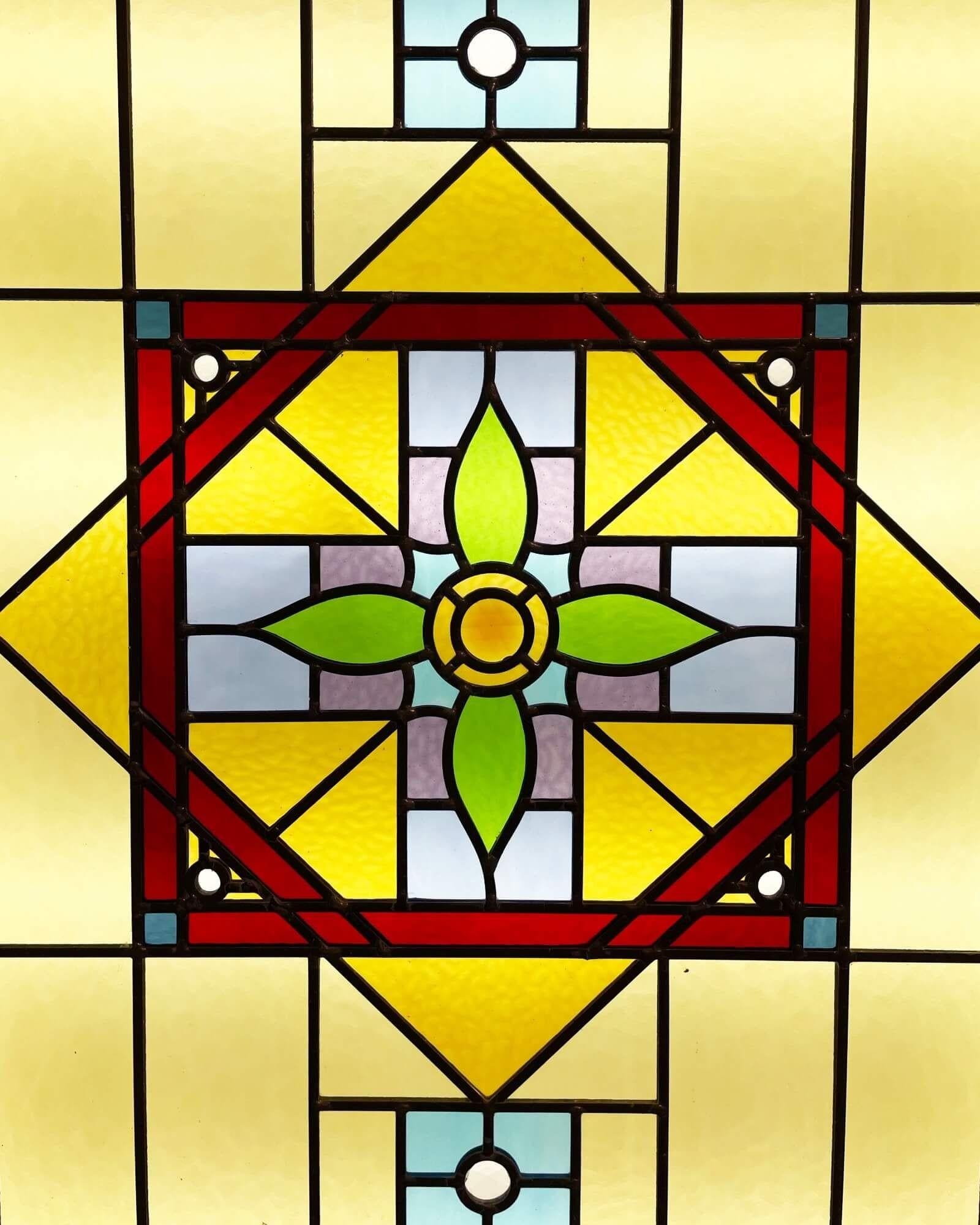 English Set of Reclaimed Stained Glass Double Doors For Sale