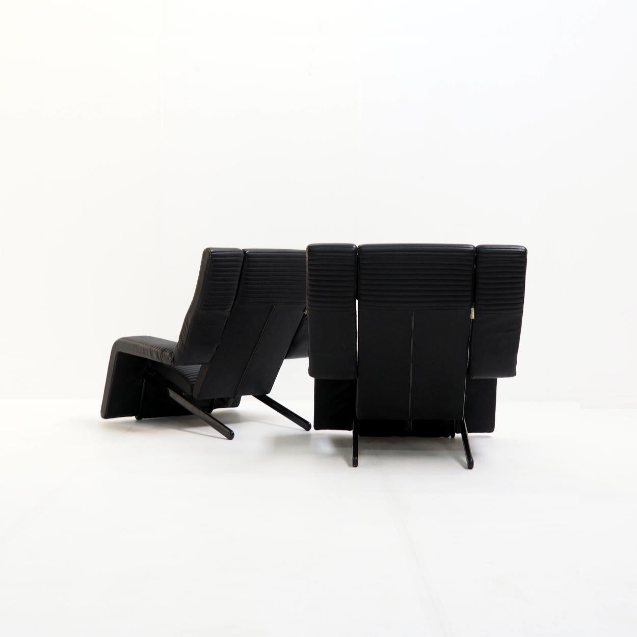 Cuir Ensemble de chaises longues inclinables par G.P. Vitelli & T. Ammannati pour Brunati, Italie en vente
