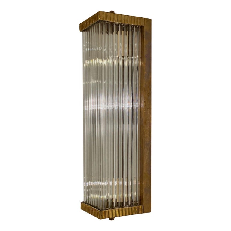 Set of Rectangular Glass Rods Sconces, Sold Per Pair For Sale at 1stDibs
