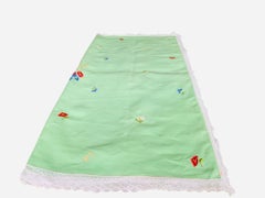 Set of Rectangular Linen Embroidered Tablecloth and Napkins