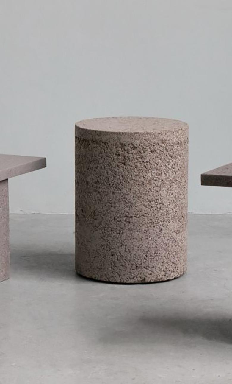 Modern Set of Recycling Reject Stool, Side Table and Coffee Table by Tim Teven