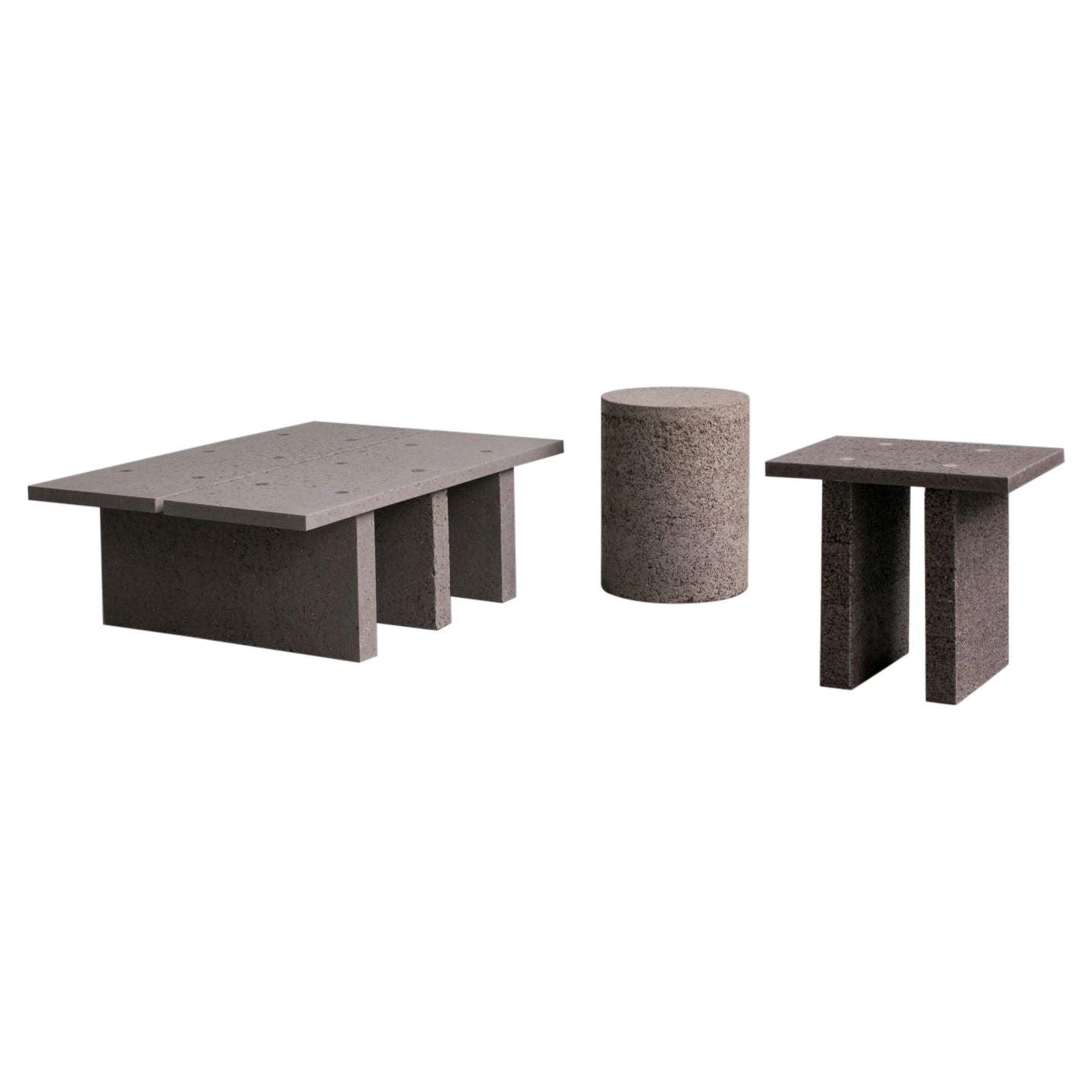 Set of Recycling Reject Stool, Side Table and Coffee Table by Tim Teven For Sale
