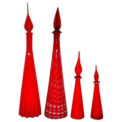 Set of Red Glass Decanters