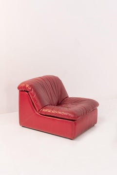 Set of Red Leather Armchairs by Titina Ammannati and Giampiero Vitelli