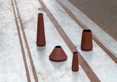 Set of Red Mud Floor Vases by Studio ThusThat