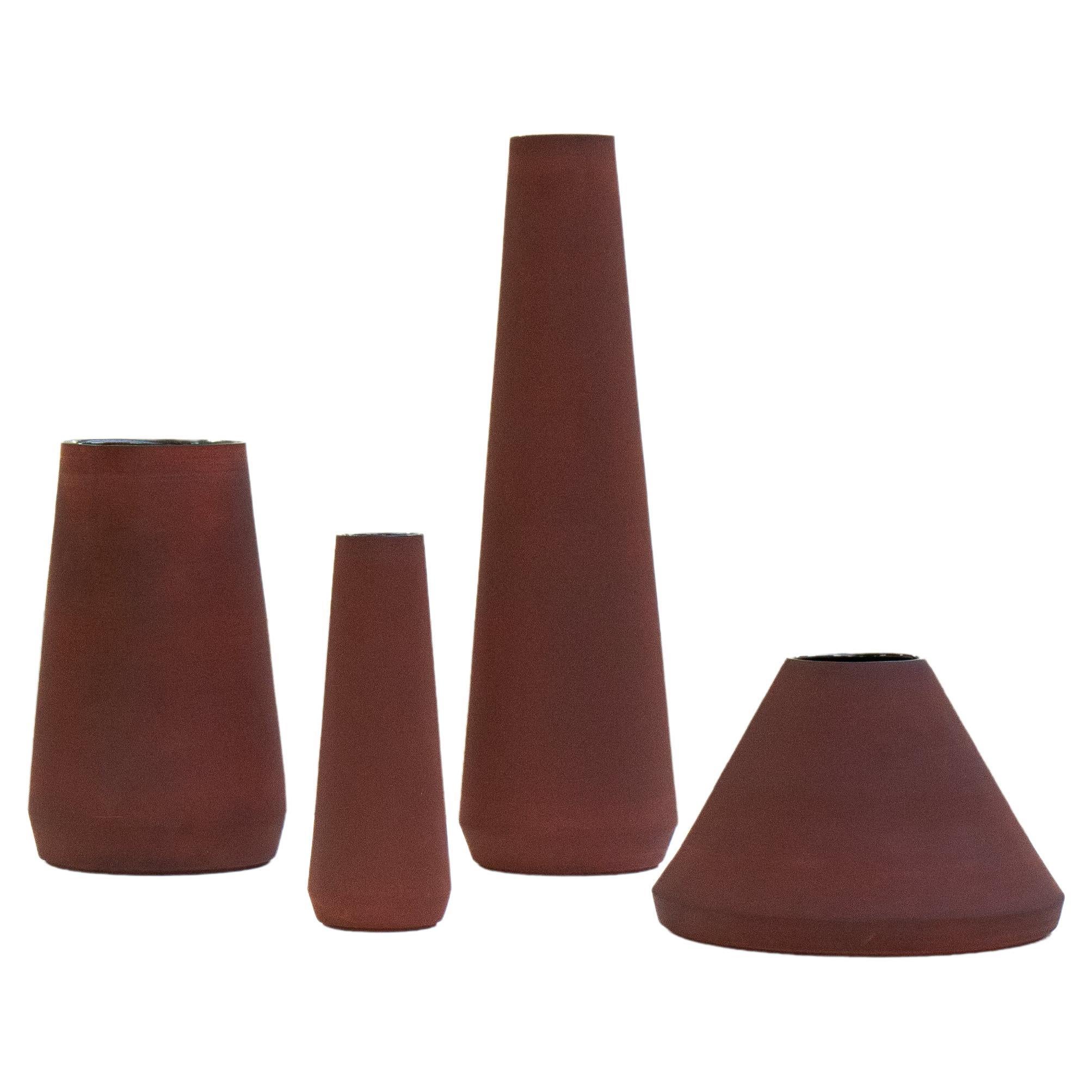 Set of Red Mud Floor Vases by Studio ThusThat For Sale