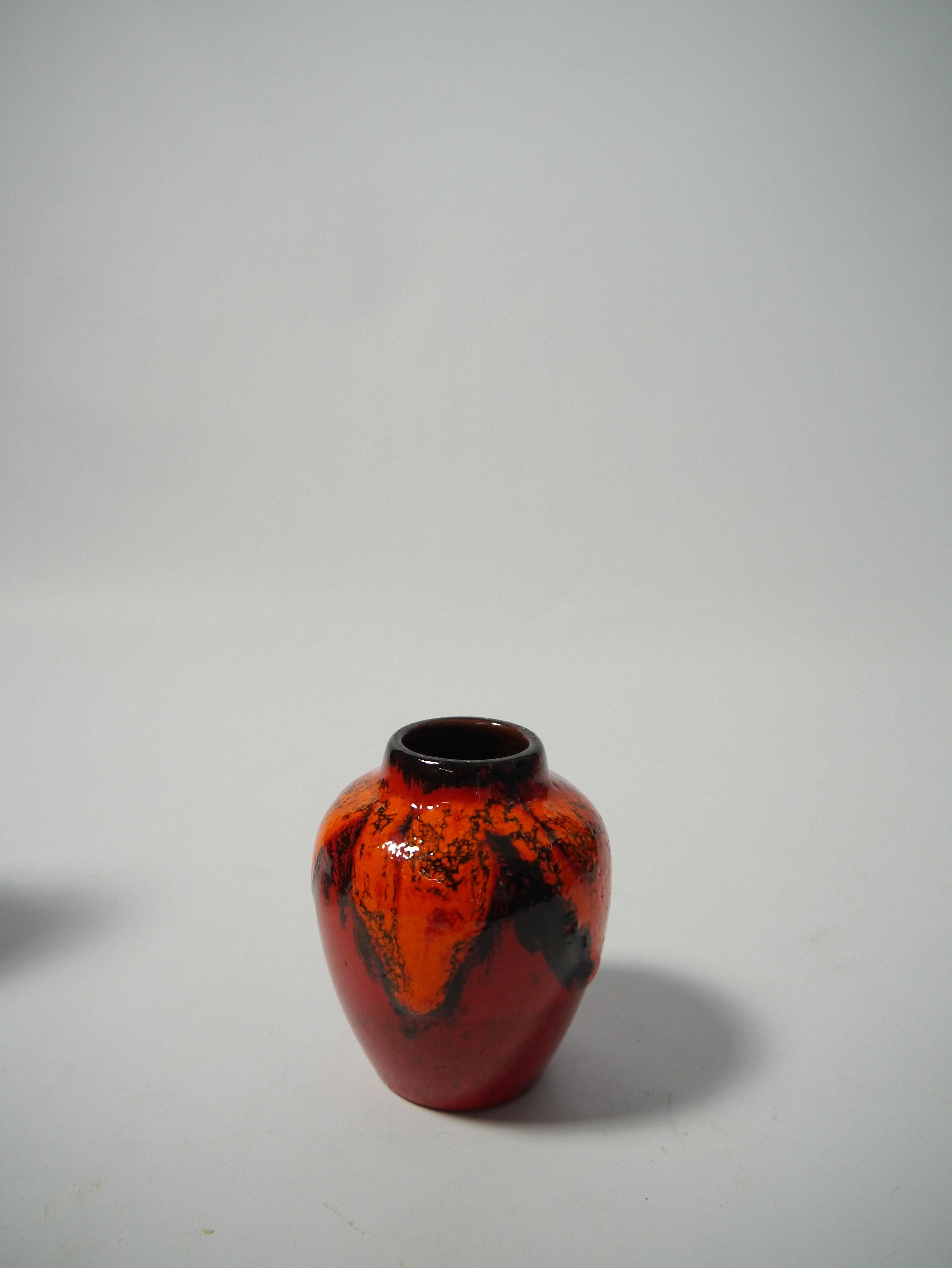 Set roter Westdeutscher Fat Lava-Keramikvasen von Scheurich, WG, 1960er Jahre (Glasiert) im Angebot