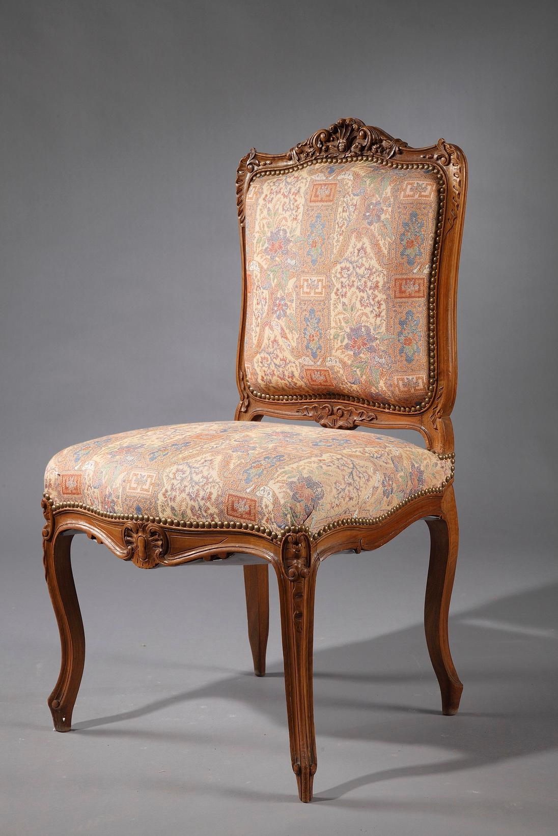 Wood Set of Eight Régence Style Seats, France, Late 19th Century