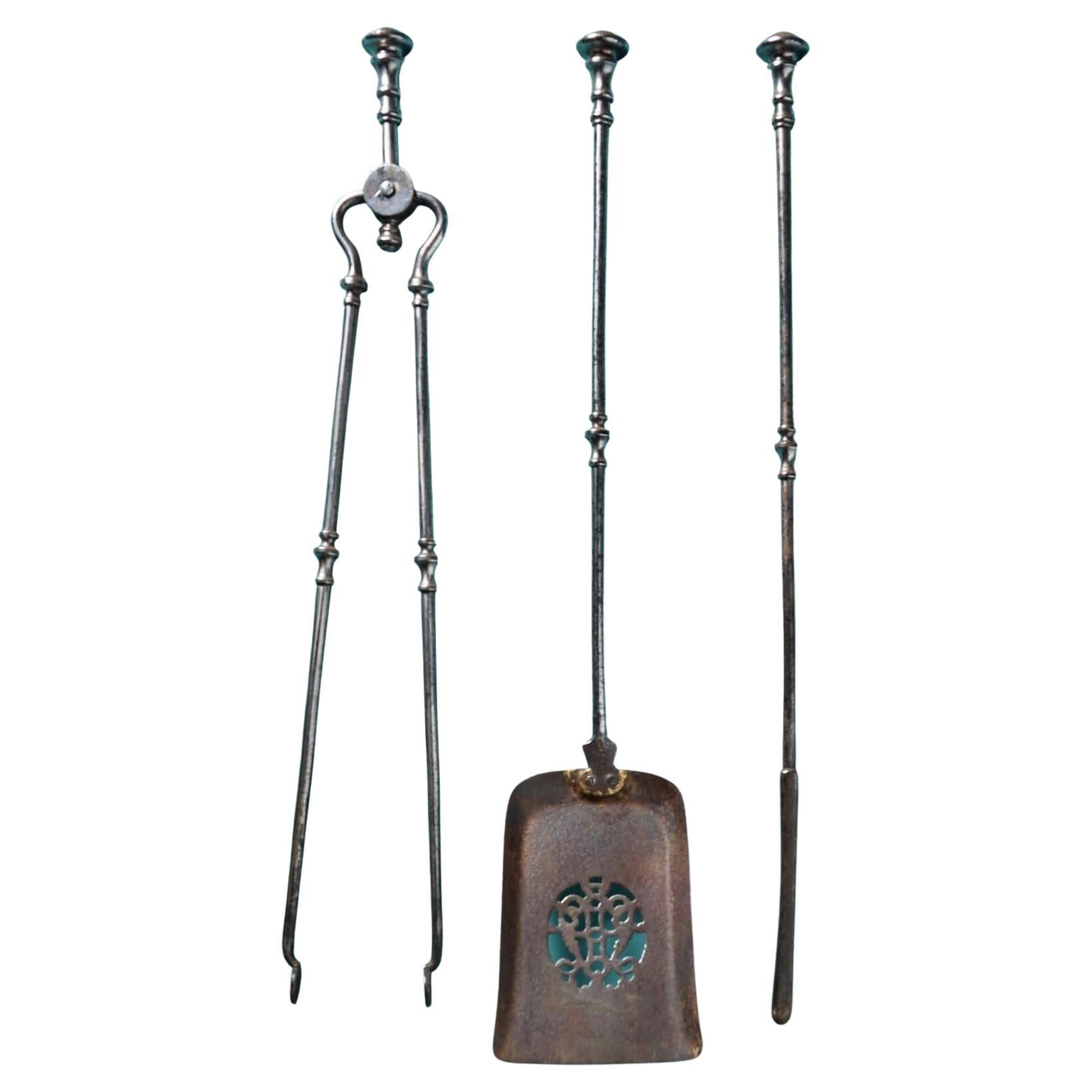 Set of Regency Period Polished Steel Fire Tools
