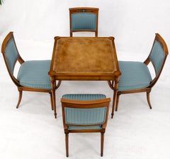 Set of Regency Style Dining Mahogany Leather Top Game Table and 4 Chairs