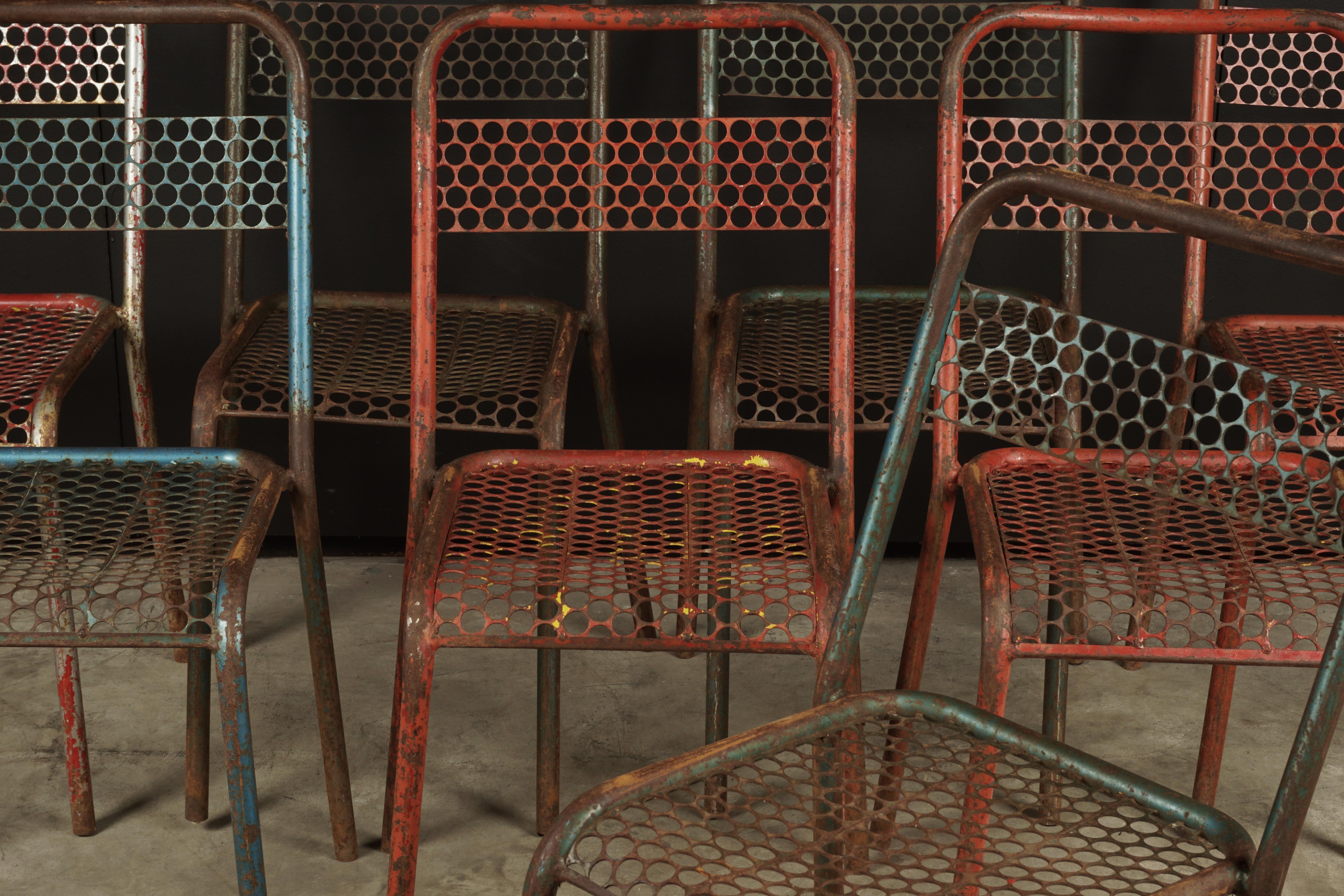 European Rare Set of Rene Malaval Bistro Chairs, from France, 1940s