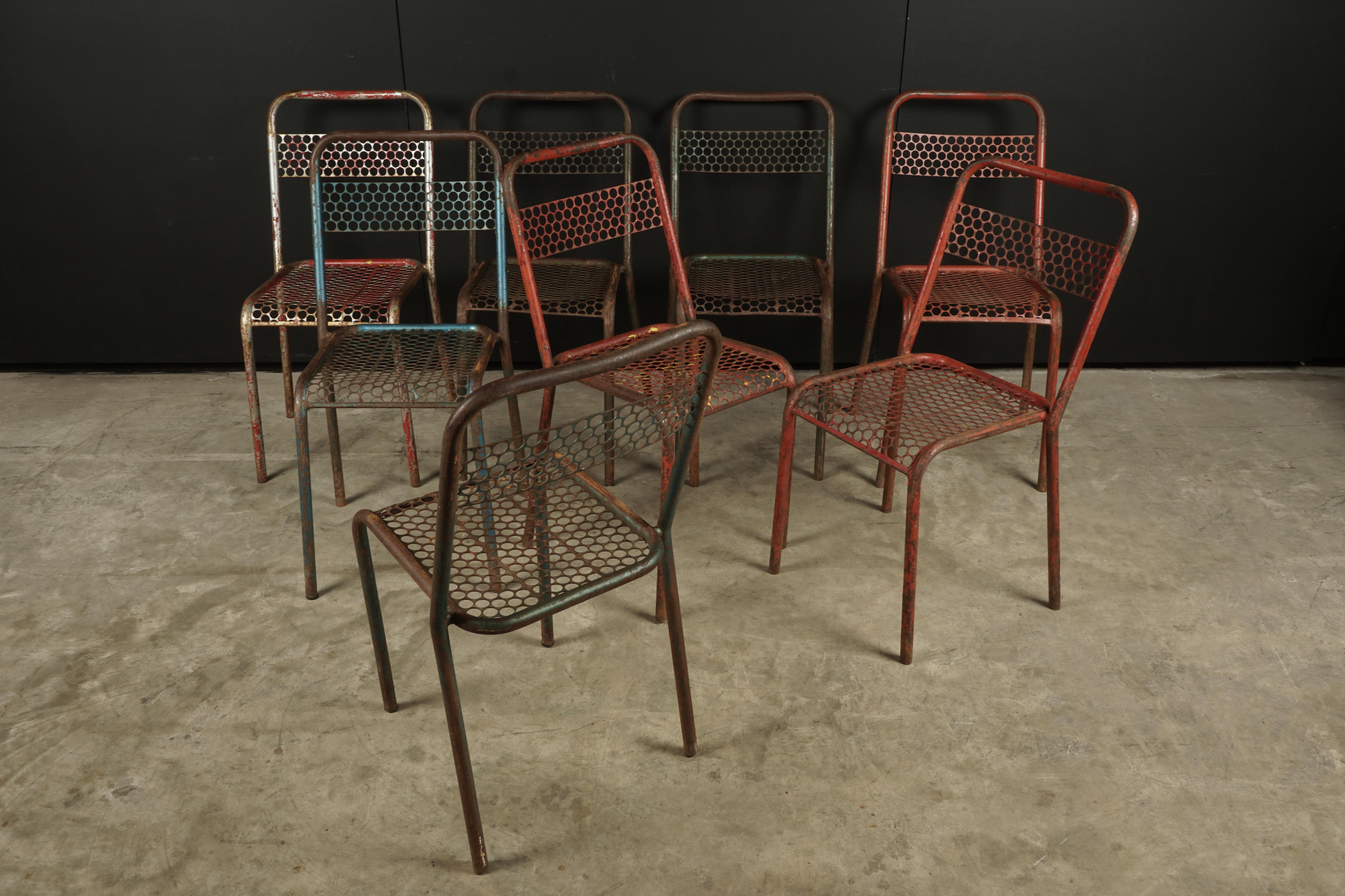 Rare Set of Rene Malaval Bistro Chairs, from France, 1940s In Good Condition In Nashville, TN