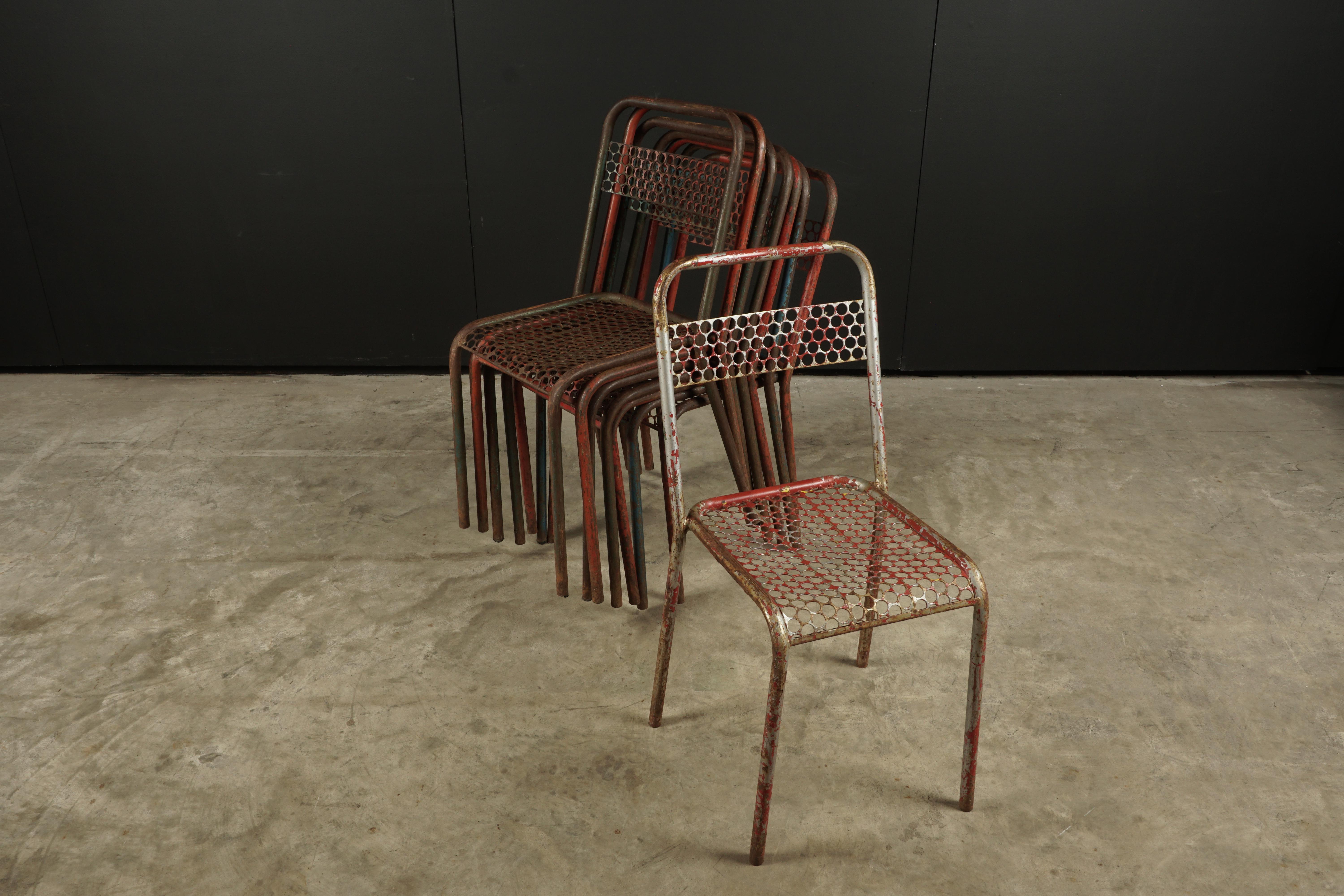 Mid-20th Century Rare Set of Rene Malaval Bistro Chairs, from France, 1940s