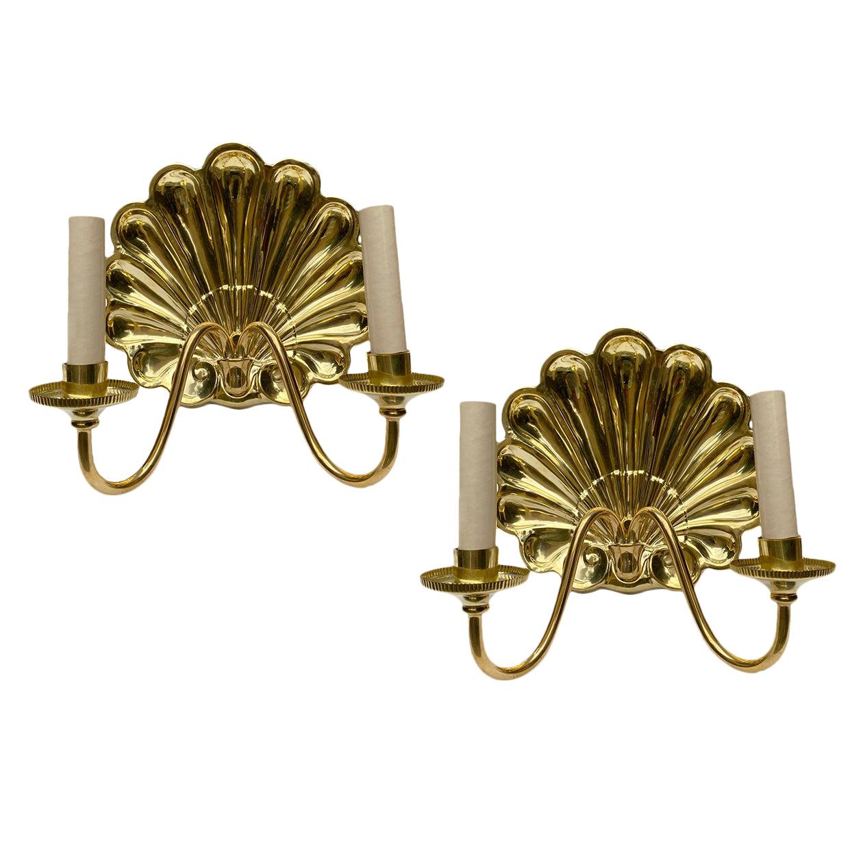 Set of Repousse' Shell Sconces, Sold Per Pair