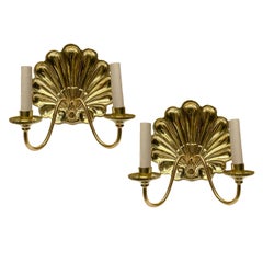 Vintage Set of Repousse' Shell Sconces, Sold Per Pair