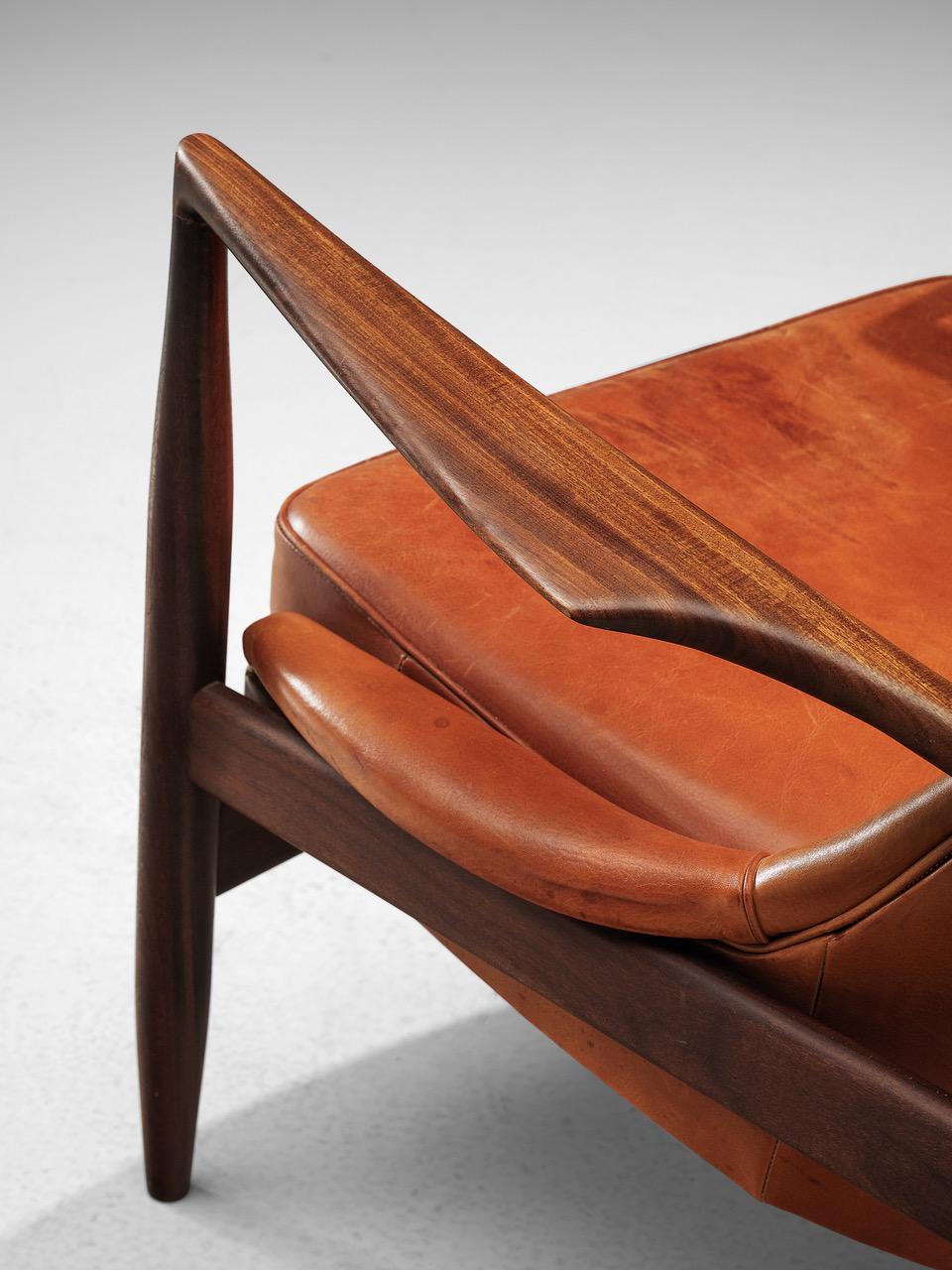 Mid-20th Century Set of Original Cognac Leather Ib Kofod-Larsen 'Seal Chairs' 