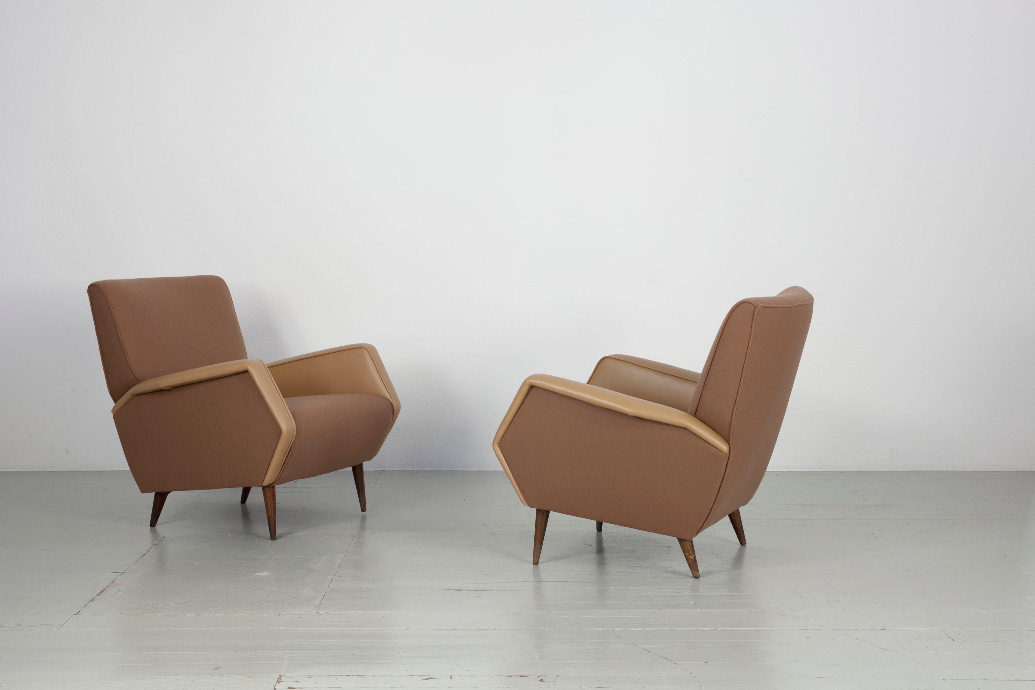 Set di 2 sedie Gio Ponti ri-imbottite, Model 803, Cassina 1950s in vendita 5