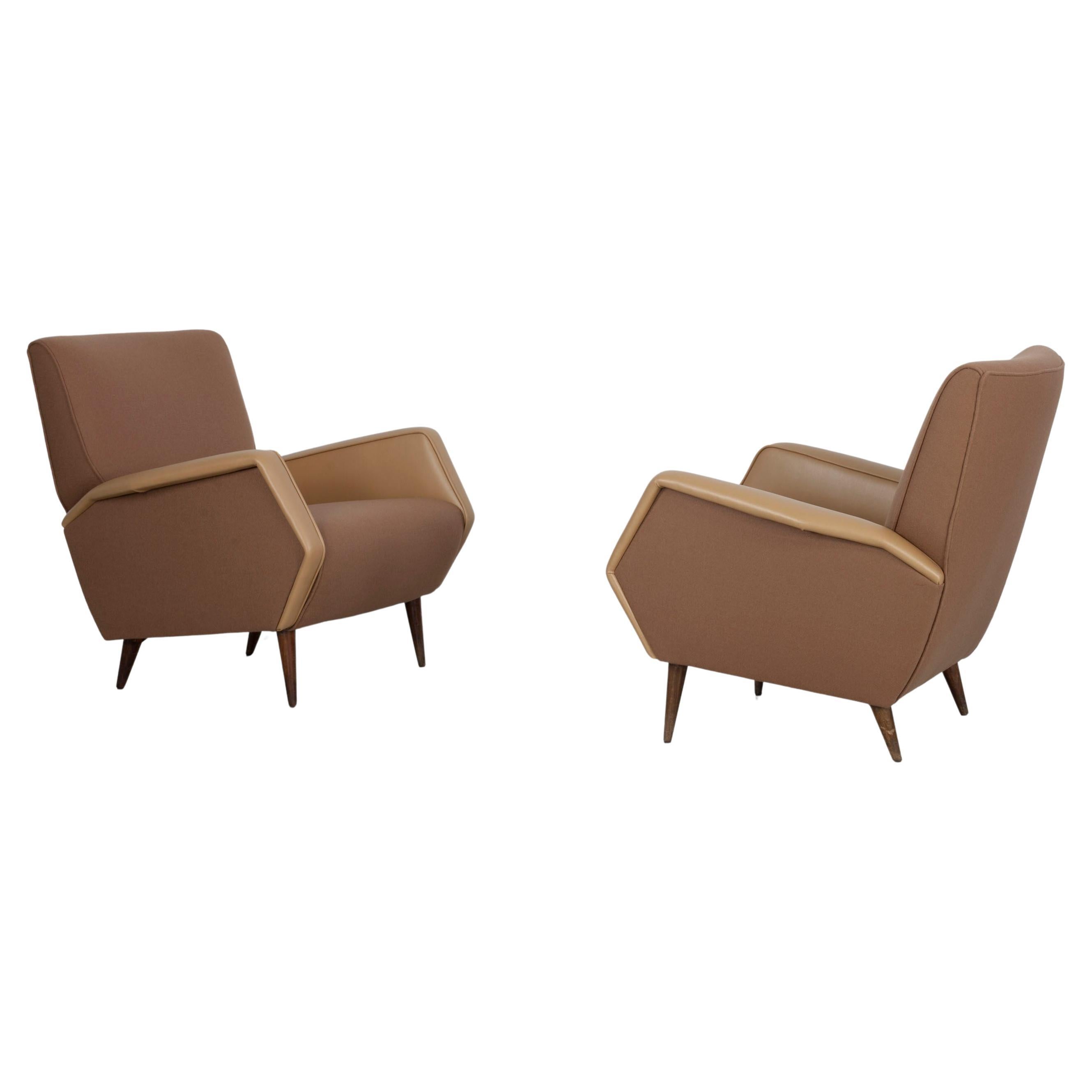 Set di 2 sedie Gio Ponti ri-imbottite, Model 803, Cassina 1950s in vendita