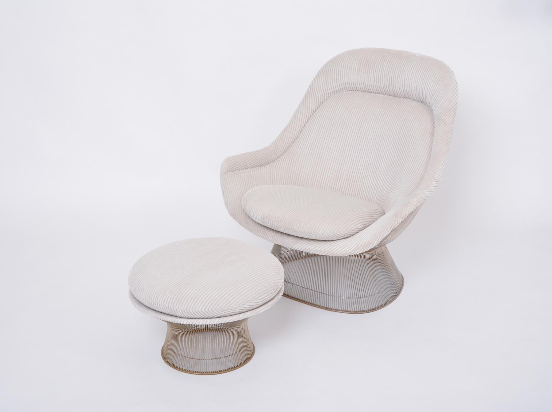 Set aus neu gepolstertem Warren Platner Easy Chair und Ottomane, Vintage (amerikanisch) im Angebot