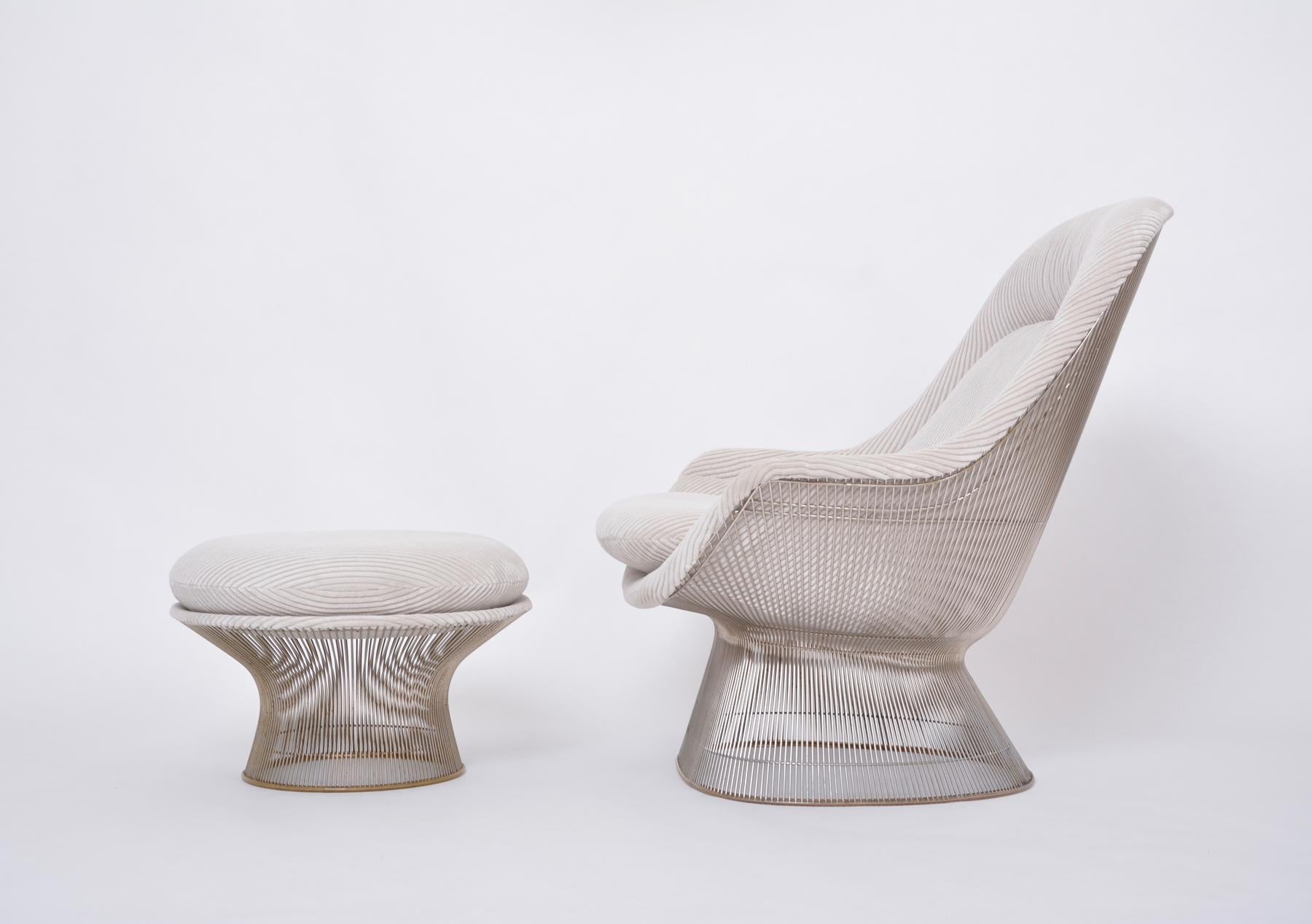 Set aus neu gepolstertem Warren Platner Easy Chair und Ottomane, Vintage (Stahl) im Angebot