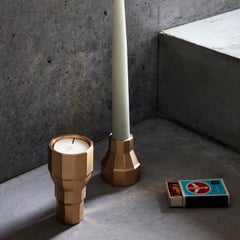 Set of Swiss Reversible and Faceted Brass Candleholders