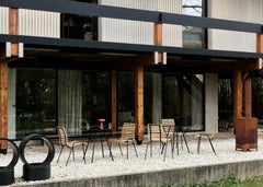 Set of RFH Terrace TableRD5 & 2ChairsRD4- Teak &Black Steel -by Robin Day for &T