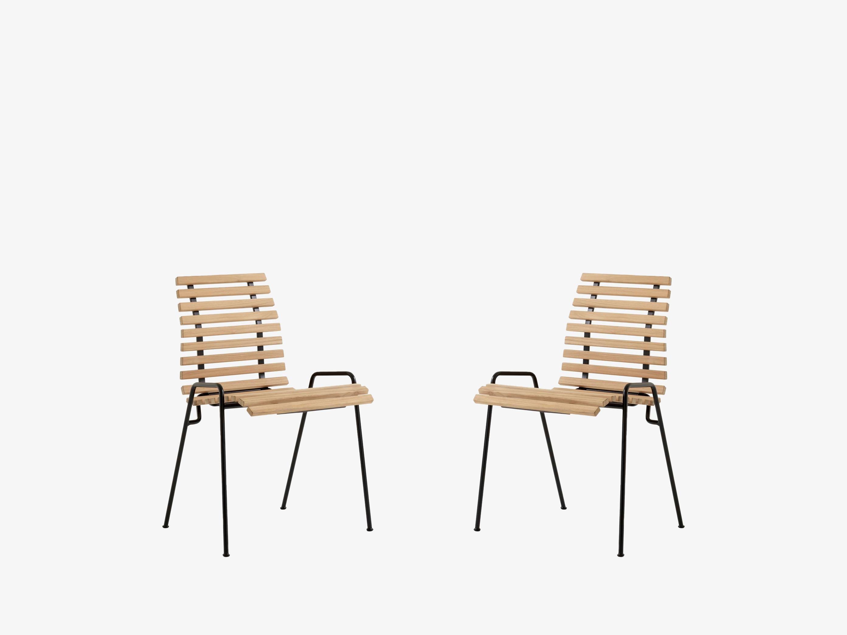Set aus RFH Terrace-TischRD5 & 2 StühlenRD4- aus Teakholz und schwarzem Stahl – Robin Day für &T (21. Jahrhundert und zeitgenössisch) im Angebot