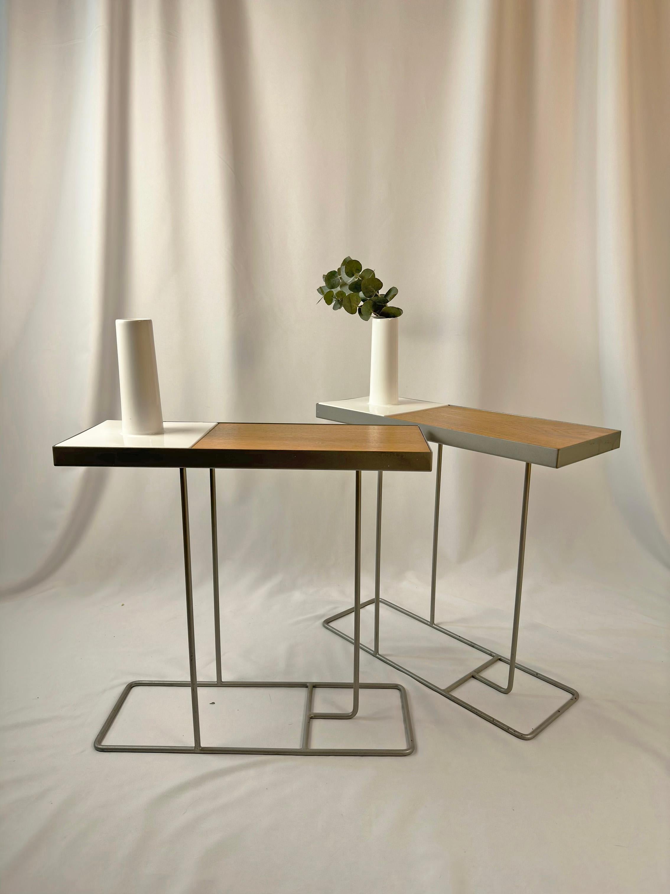 Mid Century Style Robin Day for Habitat Companion Tables in Walnut and Steel For Sale at 1stDibs
