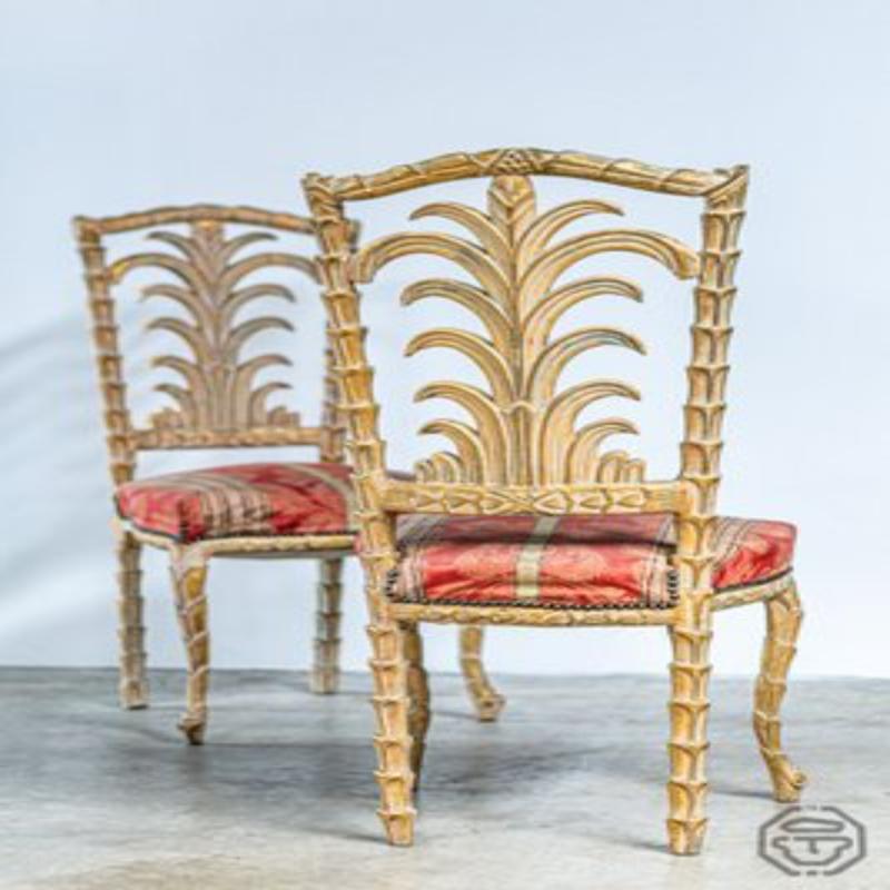 XX secolo Set di sedie rococò a forma di palma in vendita