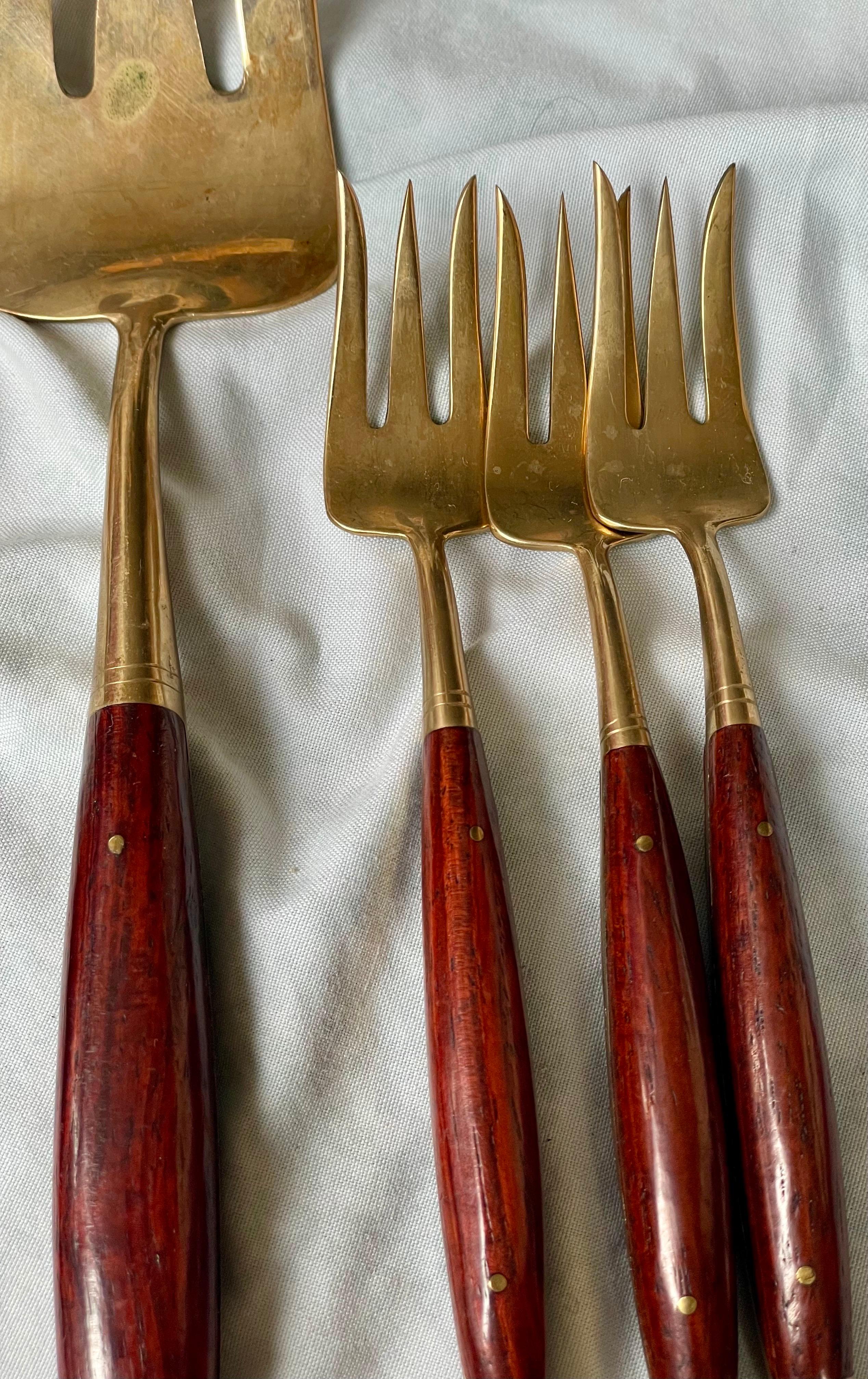Set aus Palisander & Messing Service für 6 Personen Wüste 8 Stück Besteck (Unbekannt) im Angebot