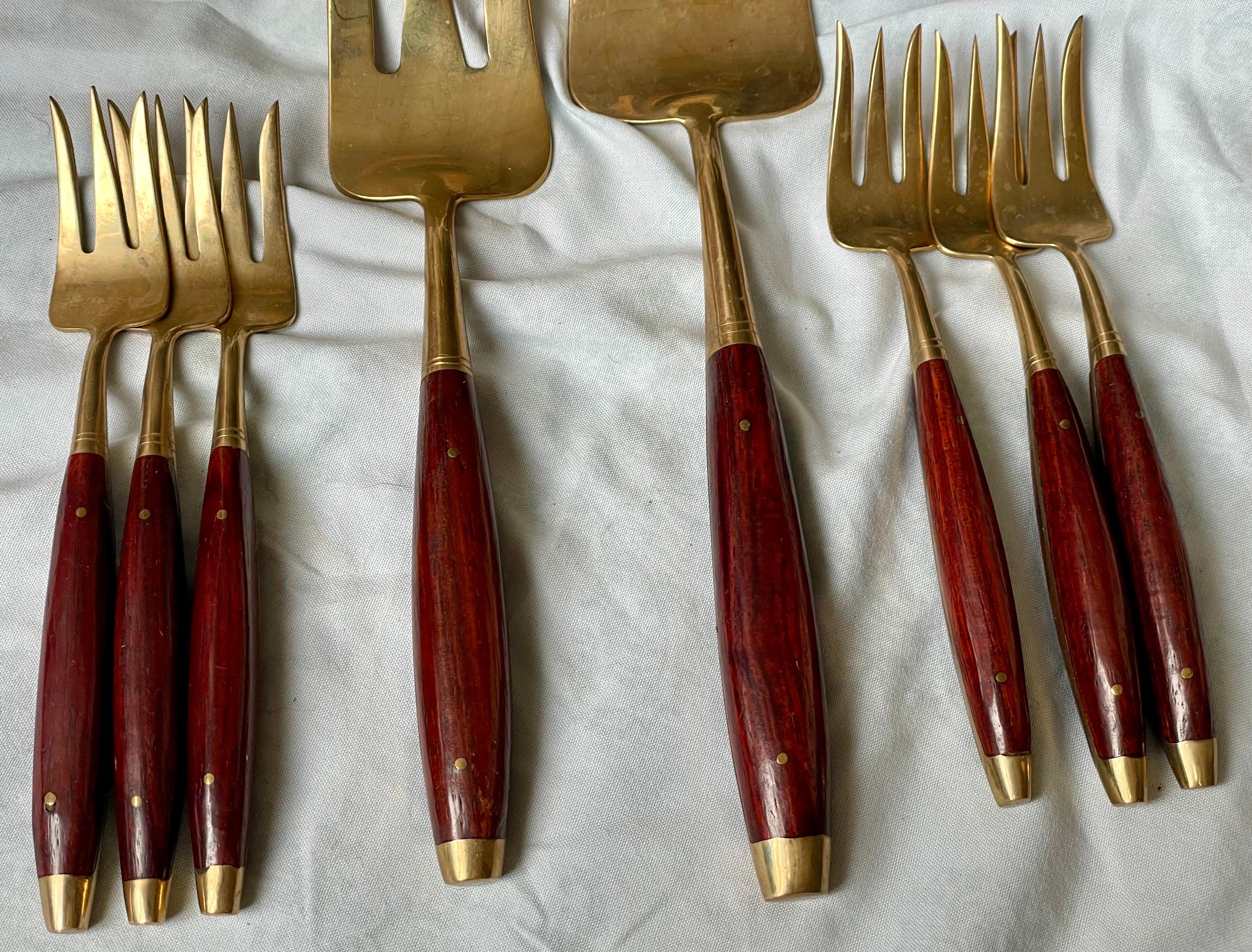 Set aus Palisander & Messing Service für 6 Personen Wüste 8 Stück Besteck im Zustand „Gut“ im Angebot in Clifton Forge, VA