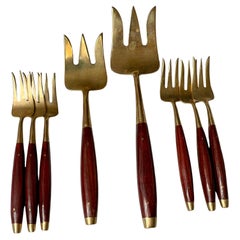 Set aus Palisander & Messing Service für 6 Personen Wüste 8 Stück Besteck