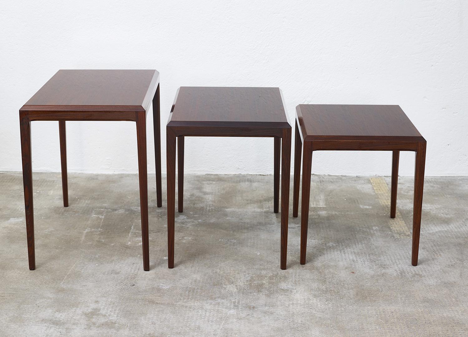 Set of Rosewood Nesting Tables by Johannes Andersen for CFC Silkeborg, Denmark In Excellent Condition In Renens, CH
