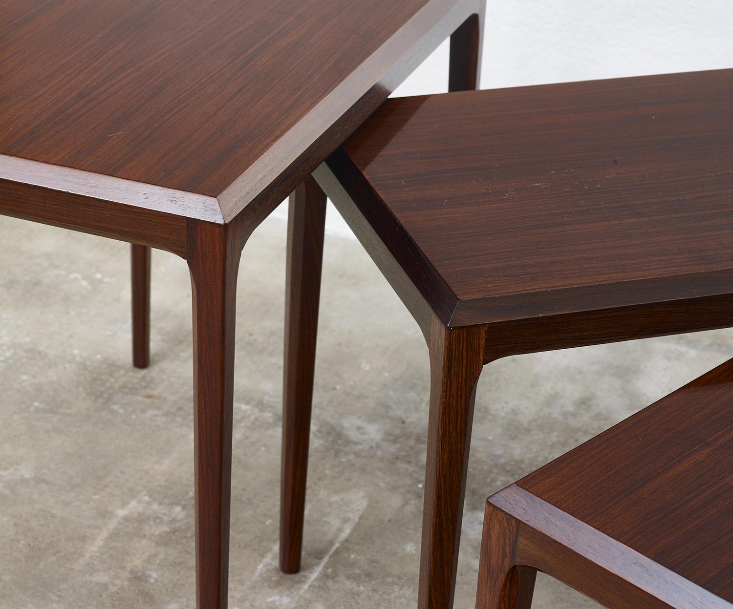 Set of Rosewood Nesting Tables by Johannes Andersen for CFC Silkeborg, Denmark 2