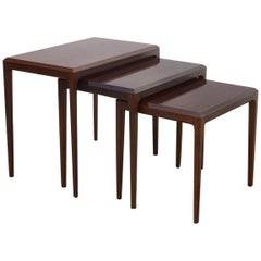 Set of Rosewood Nesting Tables by Johannes Andersen for CFC Silkeborg, Denmark