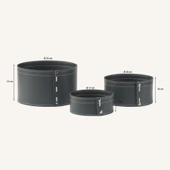 Juego de 3 cajas redondas del modelo FANNY en piel regenerada