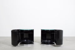 Set of Round Dry Bar / Cabinets by Willy Rizzo, Italy, 1970s