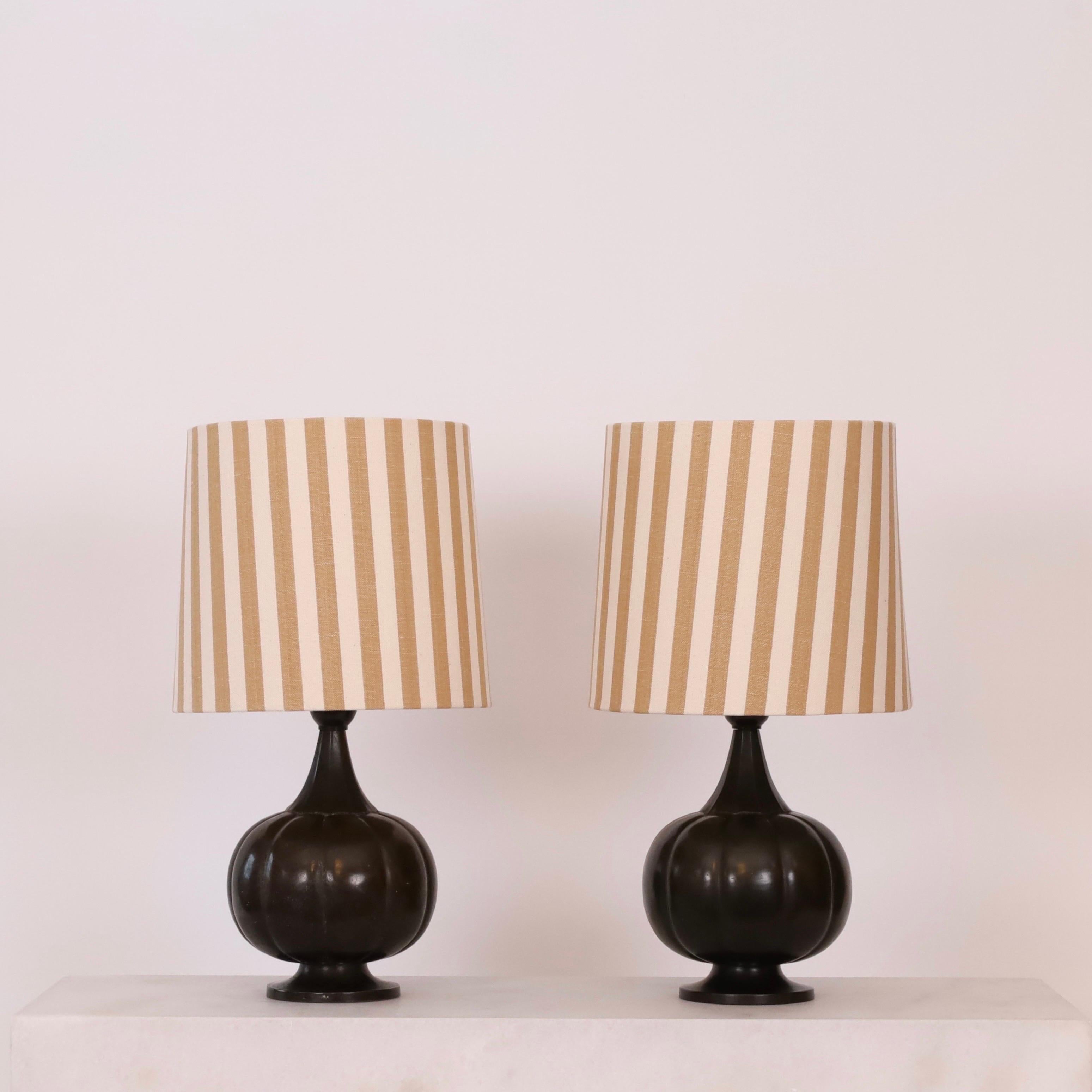 Danish Set of round Just Andersen Table Lamps, 1920s, Denmark For Sale