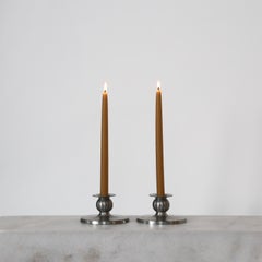 Set of Round Pewter Candlesticks by Just Andersen, 1930s, Denmark