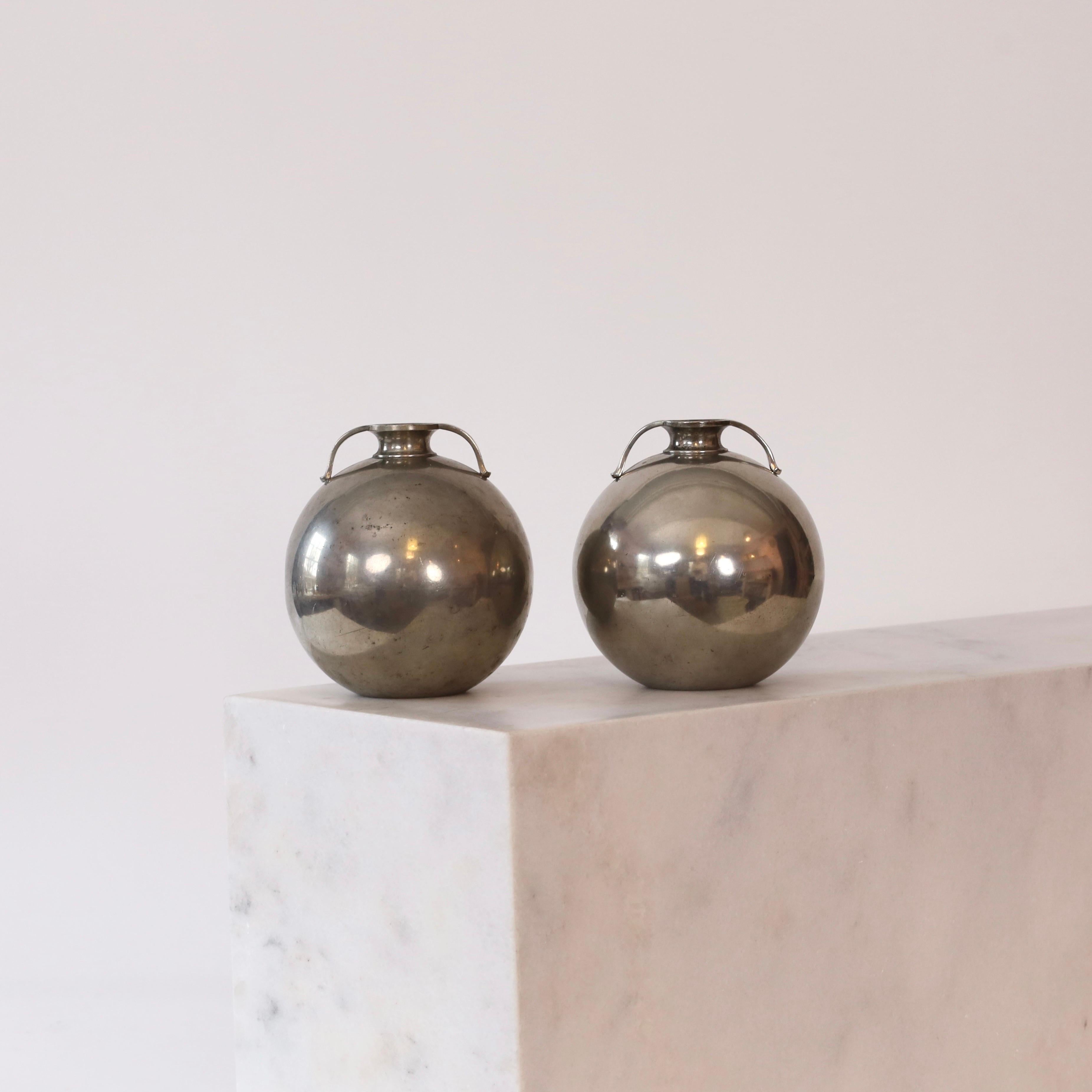 Danish Set of round Pewter vases by Just Andersen, 1930s, Denmark For Sale