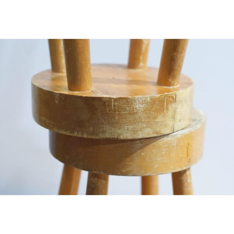 Mid-Century Modern Set of Round Stools by Charlotte Perriand for Les Arcs, France, 1960s For Sale
