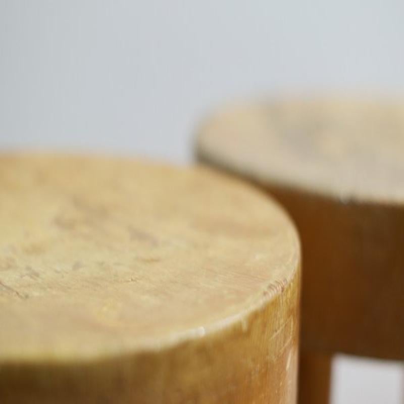 Set of Round Stools by Charlotte Perriand for Les Arcs, France, 1960s In Excellent Condition For Sale In Andrézieux-Bouthéon, FR