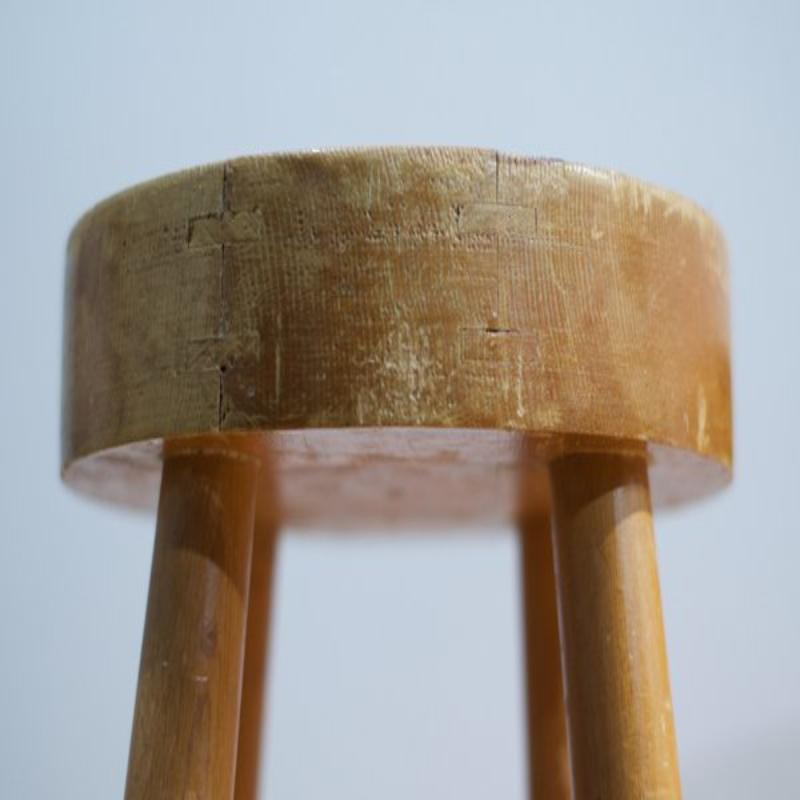 Pine Set of Round Stools by Charlotte Perriand for Les Arcs, France, 1960s For Sale