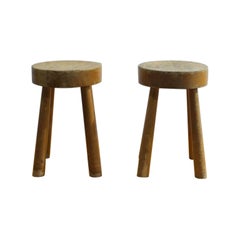 Set of Round Stools by Charlotte Perriand for Les Arcs, France, 1960s