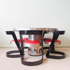 Set of Round Table and Five Chairs attributed to Willy Rizzo, 1970's