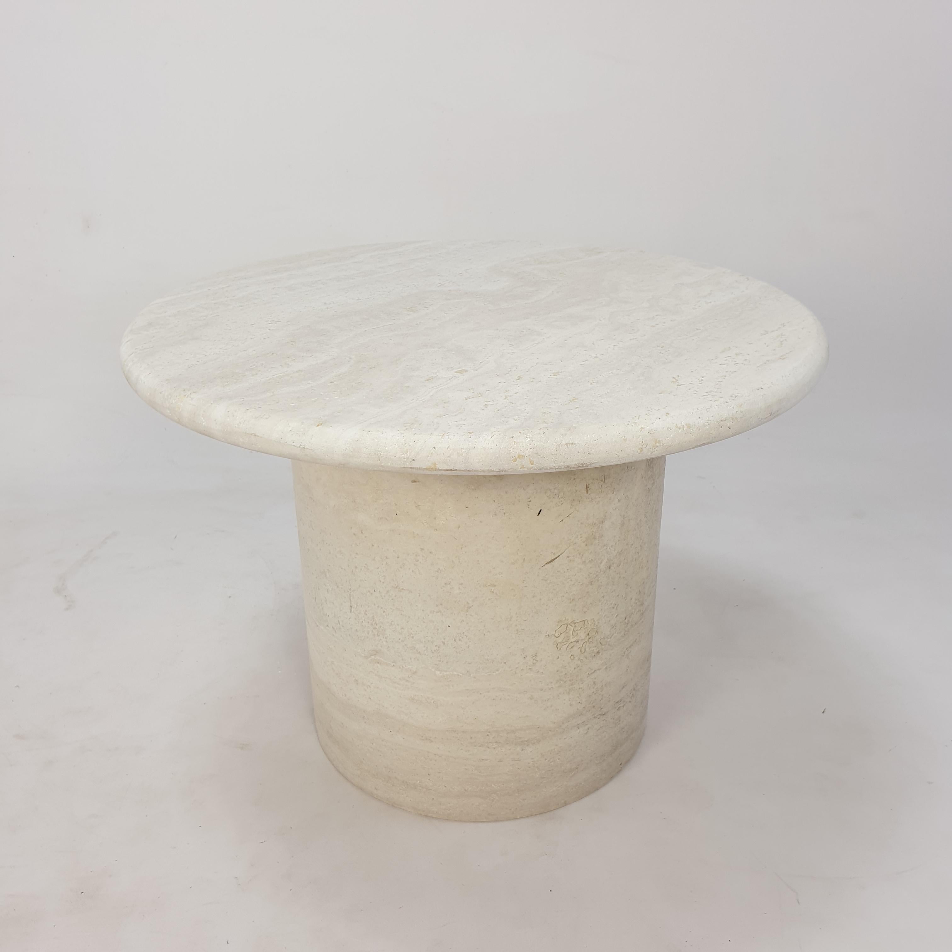 Set of Round Travertine Coffee Tables by Up & Up Italy, 1970s 5
