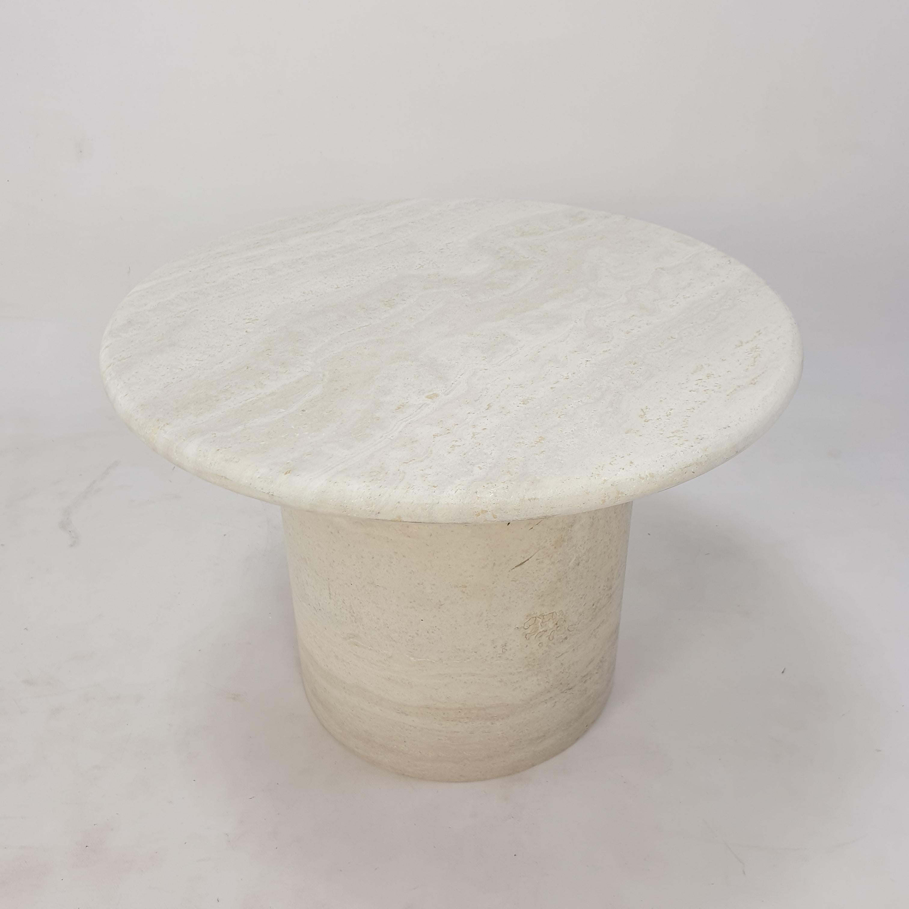 Set of Round Travertine Coffee Tables by Up & Up Italy, 1970s 6