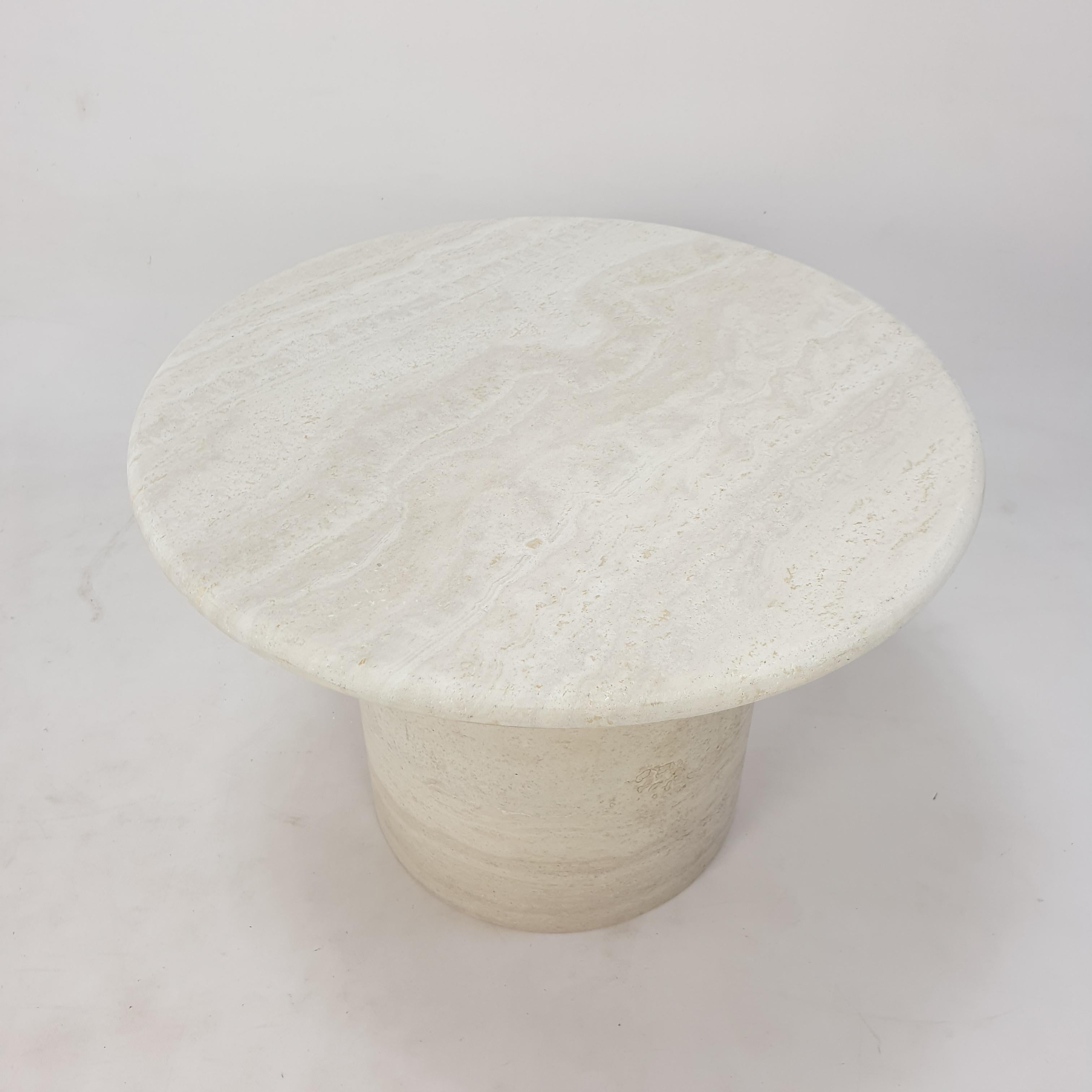 Set of Round Travertine Coffee Tables by Up & Up Italy, 1970s 7