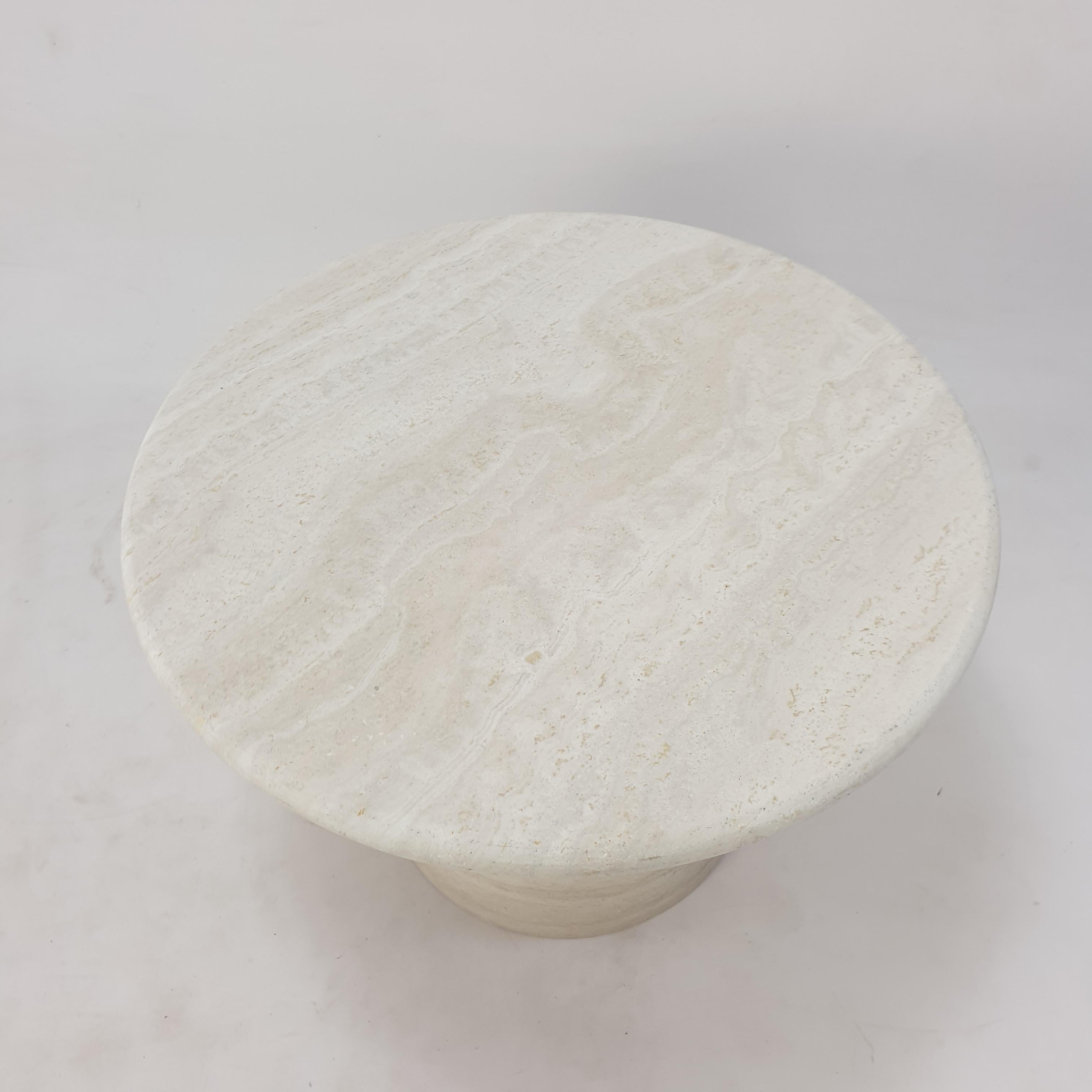 Set of Round Travertine Coffee Tables by Up & Up Italy, 1970s 8